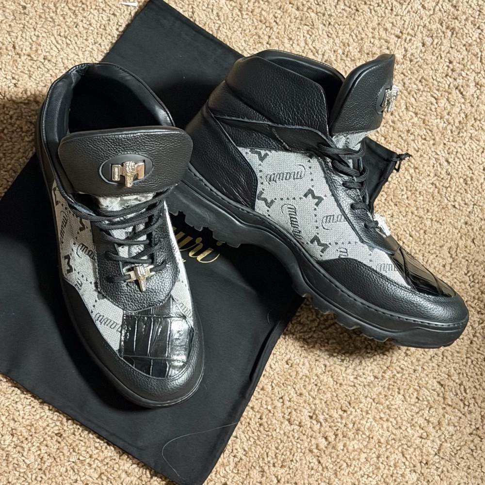 Mauri 3216 Black/Grey Genuine Crocodile/Fabric/Nappa Leather Boots